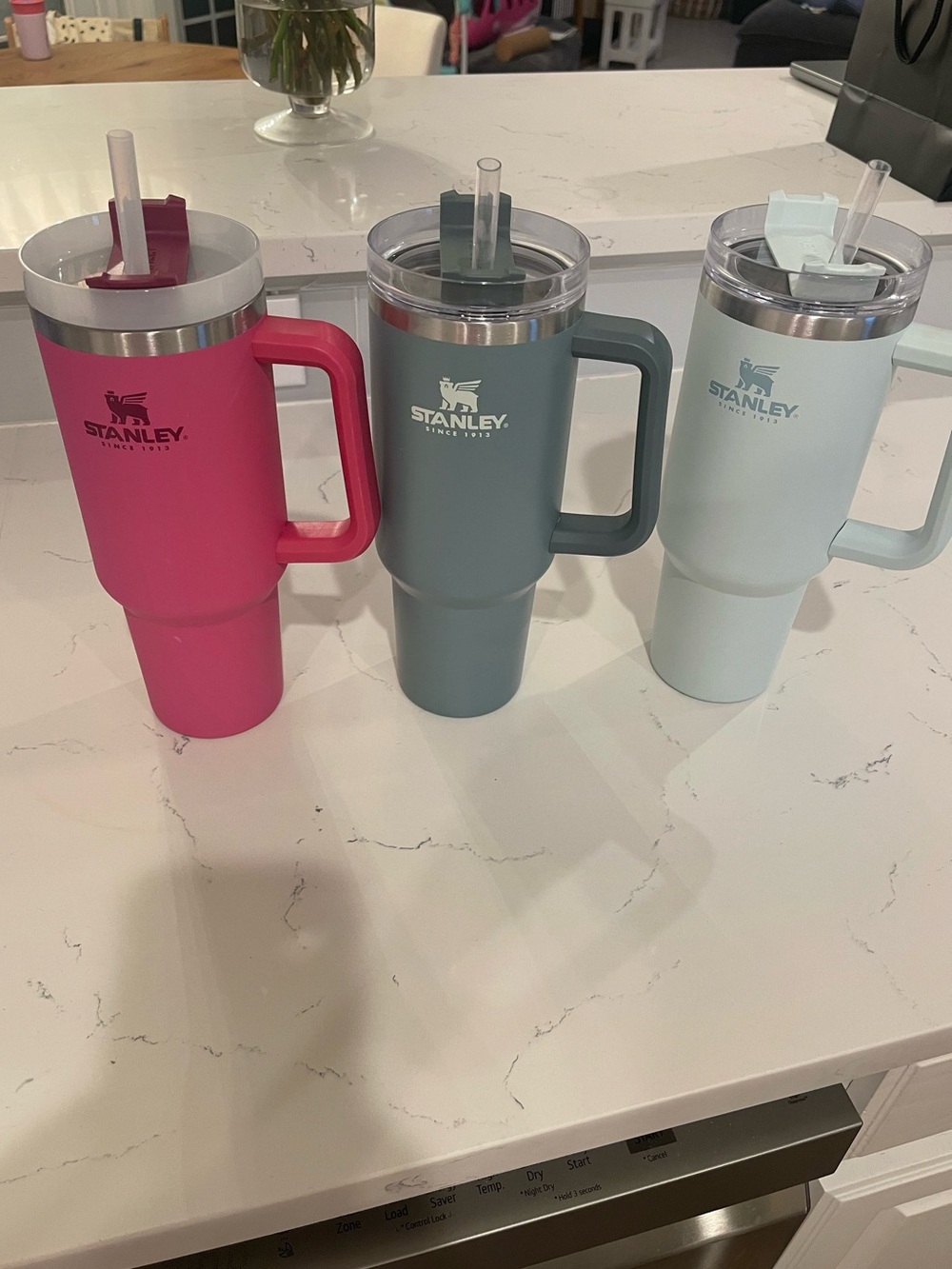 Stanley Insulated Travel Mugs in Pink, Gray, Light Blue